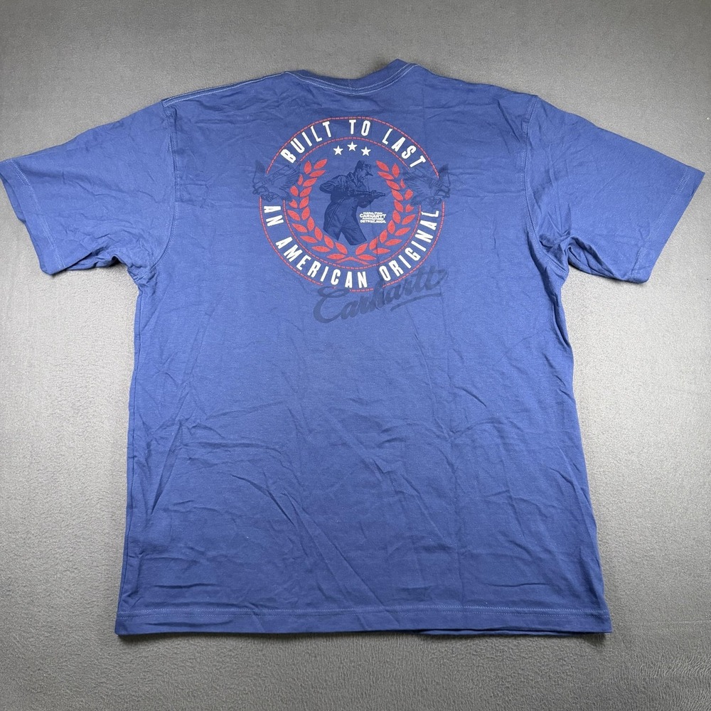 Carhartt T-Shirt Mens Large Blue Built To Last Pocket Work Graphic Tee USA